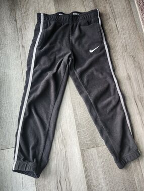 Nike Kids Black Joggers with Gray Side Stripes Size 7